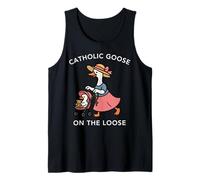 Funny Catholic Goose On The Loose Mom Silly Goose Religious Tank Top