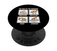 Funny CatOrange Tabby Kitten Way of the Warrior Samurai PopSockets Adhesive PopGrip