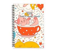 Funny Cats 2026 Diary A5 To Do List Notebook Daily Diary 2026 Daily Journal for Men Year Planner for Wedding Week To View Monthly Year Planner with Dotted Line Note Page Slim