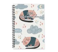 Funny Cats 2026 Planner Diary A5 To Do List Notebook Diary Organiser 2026 Journal Planner for Women Journal for Workout Week To View Monthly Year with Dotted Line Note Page Slim