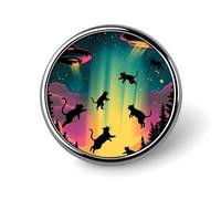 Funny Cats Aliens Round Brooch Pins Badge Printed Button Tie Lapel Backpack Pin Decoration for Women Men