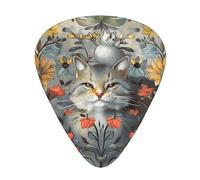 Funny Cats and Flowers Printed Guitar Picks 12-Piece Set - Comfortable, Versatile Plectrum for All Guitar Styles & Players