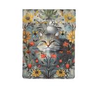 Funny Cats and Flowers Printed Laptop Sleeve Bag 13-Inch - Leather Laptop Sleeve Case Shockproof Protective Computer Cover Bag