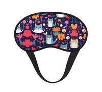 Funny Cats Birds and Flowers Print Blackout Sleep Mask - Side Sleeper Eye Cover, Soft Comfort, Perfect for Travel, Meditation