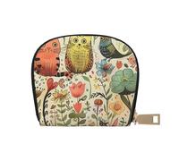 Funny Cats Birds and Flowers Print Coin Purse Wallet for Men&Women, Cute Leather Credit Card Holder Zipper Mini Pouch Change Purses, White, One Size, Coin Purse