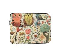 Funny Cats Birds and Flowers Print Laptop Sleeve, Compact Portable Protection for 17 inch Devices, Pad Tablet, Work, Travel & Office Use