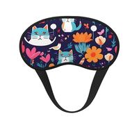 Funny Cats Birds and Flowers Print Sleep Mask for Side Sleepers Cup-Shaped Blackout Eye Mask Shades Cover for Men and Women