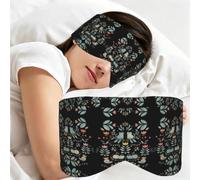Funny Cats Birds and Flowers Print Sleeping Mask Reversible Full Face Coverage Travel Eye Shield