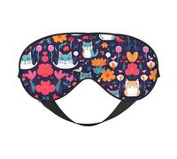 Funny Cats Birds and Flowers Print Soft Eye Mask â€“ Comfortable Sleep, Blocks Light, Full Eye Coverage, Ideal for Travel, Meditation