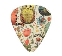 Funny Cats Birds and Flowers Printed Guitar Picks 12-Piece Set - Comfortable, Versatile Plectrum for All Guitar Styles & Players