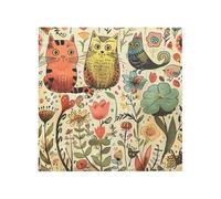 Funny Cats Birds and Flowers Printed Square Jigsaw Puzzle 12.8x12.8 CM, Puzzle Challenging Game for Adults Gifts, Family Fun Decorative Wall Decor