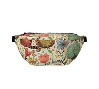 Funny Cats Birds and Flowers Printed Waist Bag Adjustable Bum Bag Lightweight Travel Waist Fanny Pack Belt for Walking Cycling Hiking Travel
