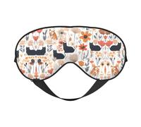 Funny Cats Birds and Flowers Soft Eye Mask Comfortable Sleep Mask with Adjustable Strap Breathable Fabric for Home Travel Camping & More