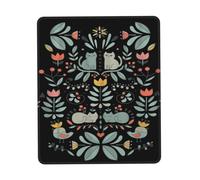 Funny Cats Birds And Flowers Square Mouse Pad, Cloth With Rubberized Base, Standard Gaming Mousepad, Non-Slip Rubber Base