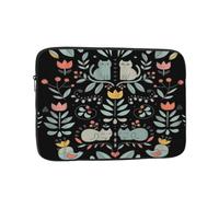 Funny Cats, Birds & Flowers Printed Laptop Sleeve - 12 Inch Laptop Case, Shockproof Oxford Fabric Protective Case