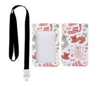 Funny Cats ID Card Holders with Black Lanyard, Sliding Badge Holder with Lanyard, Vertical Name Badges Protector for Student, Vertical Cards Protector for Work, Nurse Essentials Work Nurse Accessories