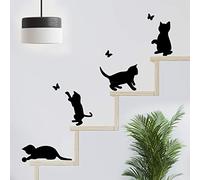 Funny cats jumping wall stickers living room cat sticker decor wallpaper art switch decal black vinyl butterfly decoration kitchen home kid bedroom dog cute moon poster decals transfers pet kids mural