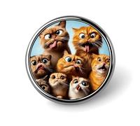 Funny Cats Lapel Pin Brooches Round Fashion Brooch Pin Cute Button Badges Alloy Button Pins Enamel Pins Metal Pinback for Hat Shirt Clothing Bags