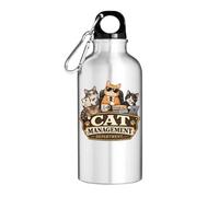 Funny Cats Managing Office Tasks Playfully Tourist Water Bottle Silver