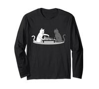 Funny Cats Playing Chess Player Checkmate Board Game Lover Long Sleeve T-Shirt