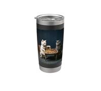 Funny Cats Playing Chess Player Checkmate Board Game Lover Stainless Steel Insulated Tumbler