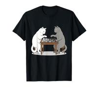 Funny Cats Playing Chess Player Checkmate Board Game Lover T-Shirt