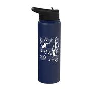 Funny Cats Playing with Music Note - Cat Lover Stainless Steel Insulated Water Bottle