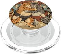 Funny Cats Sumo Wrestling Japanese Art Anime Ukiyo-e Graphic PopSockets PopGrip for MagSafe