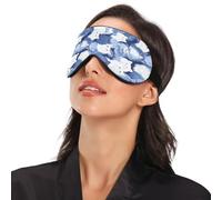 Funny Cats White Blue Travel Essential Eye Mask for Sleeping with Elastic Adjustable Band Blackout with Adjustable Elastic Strap Eye Mask for Sleeping Travel Home Nap Rest