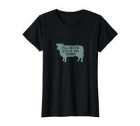 Funny Cattle Pun I'll Never Steer You Wrong Value Graphic T-Shirt, Women, Black, M