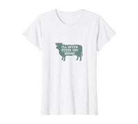 Funny Cattle Pun I'll Never Steer You Wrong Value Graphic T-Shirt, Women, White, M