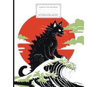 Funny Catzilla Composition Notebook - Original Design of Catzilla on the Great Wave off Kanagawa By Hokusai, 120 Pages, Matte Cover, 7.5" x 9.25", Extra Wide Side Margins for Notes & Doodles