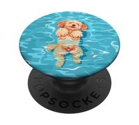 Funny Cavapoo In Pool Water Swim Cute Dog Mom Dad PopSockets Swappable PopGrip