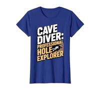 Funny Cave Diver Underwater Exploration Diving T-Shirt, Women, Royal Blue, Large