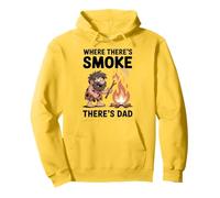 Funny Caveman Campfire Where There’s Smoke There’s Dad Pullover Hoodie