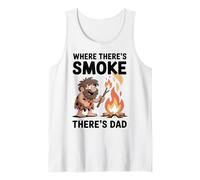 Funny Caveman Campfire Where There’s Smoke There’s Dad Tank Top