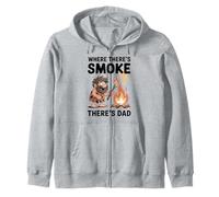 Funny Caveman Campfire Where There’s Smoke There’s Dad Zip Hoodie
