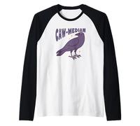 Funny Caw-Median Crow Statistics Math Pun Raglan Baseball Tee