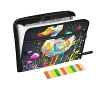 Funny Cayuga Duck Color Hand Painting Folder with Pockets 13 Pockets A4 Letter Size with Zipper Closure for Hanging File Folder