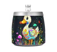 Funny Cayuga Duck Color Hand Painting Stainless Steel Patio Ashtrays with Lid for Indoor Outdoor Desktop, Smokeless Odorless Cigar Table Ashtray for Men Women