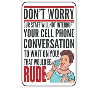 Funny Cell Phone Conversations Sign, Humorous Retail Signs, Unique Store Decor Retro Metal Sign Tin Sign 8X12 Inches