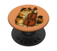 Funny Cello Player Calico Cat Art Cellist Orchestra Persian PopSockets Adhesive PopGrip