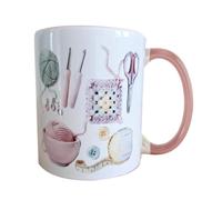 Funny Ceramic Coffee Mug 330ml Knitted Design Desk Ornament for Women | Charming knitted-style ceramic mug designed as a comfortable drinkware gift for yarn enthusiasts and art lovers spending