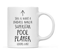 Funny Ceramic Coffee Tea Mug Gift, This is What a Badass Ninja Superstar Pool Player Looks Like, Birthday Christmas Gift Ideas 11 Oz