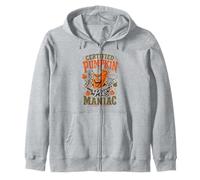 Funny Certified Pumpkin Pie Maniac Retro Fall Autumn Zip Hoodie