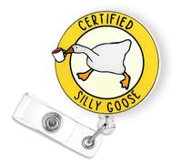 Funny Certified Silly Goose Badge Reel Retractable for Nurse Nursing RN CNA Medical Assistant & Office Staff, Funny Nurse Gifts, Silly Goose Badge Holder with Alligator Clip & 24” Durable Nylon Cord