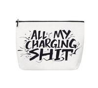Funny Charging Cable Storage Bag for Women Men All My Charging Shit Travel Bag for Charges and Cables Protable Travel Bag with Zipper Portable Charger Pouch for Chargers and Plugs Charging Bag
