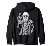 Funny Charles Darwin Foam Finger Number One In Evolution Zip Hoodie