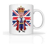 Funny Charles Reign III New King Monarch Royal Memorabilia Tea Coffee Mugs Charles Gift Mug Coronation Ceremony Premium Ceramic Jubilee Cup 11oz White (Funny Union Jack)