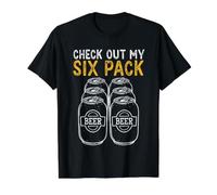 Funny Check Out My Six Pack Novelty Beer Women's and Men's Value Graphic T-Shirt, Men, Black, L